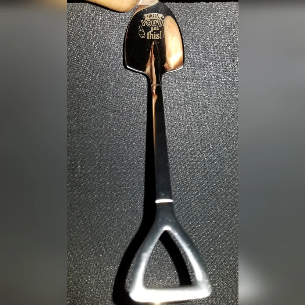'Dig In, You've Got This' Silver Engraved Shovel Spoon